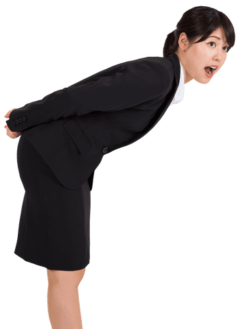 surprised asian businesswoman in black suit on transparent background - Download Free Stock Videos Pikwizard.com