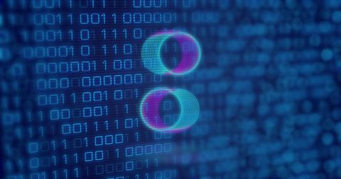 Neon Circles over Binary Code Virtual Data Network - Download Free Stock Images Pikwizard.com