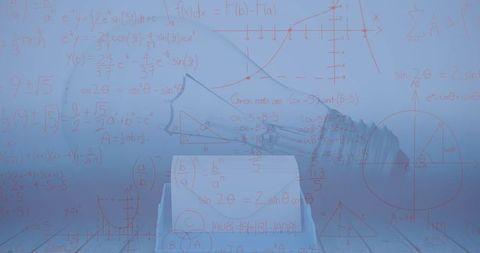 Floating Mathematical Notations Surrounded by Tissue Box on Wooden Table