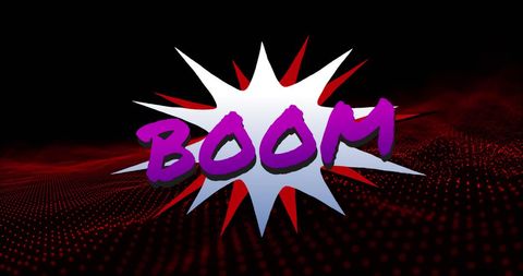 Vibrant Comic Style Boom Text with Red Dots