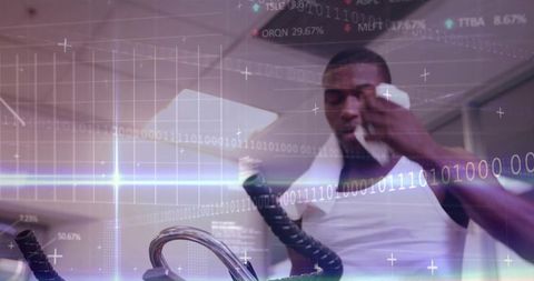 Fitness Enthusiast Interacting with Tech-enhanced Exercise