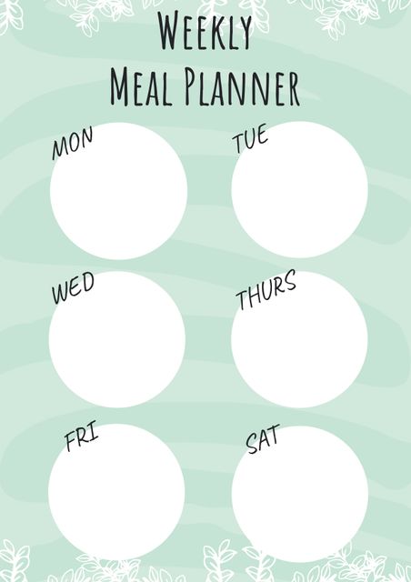 Botanical-Themed Weekly Meal Planner Template with Circular Spaces - Download Free Stock Templates Pikwizard.com