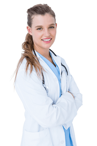 confident female doctor in white coat with stethoscope transparent background - Download Free Stock Videos Pikwizard.com