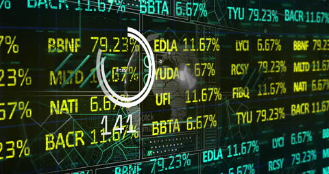 Digital Stock Market Display with Global Data Visualizations