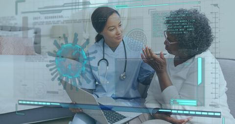 Female Doctor Discussing COVID-19 with Senior Patient Digitally