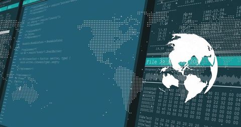 World Map and Code Panels on Tech Dashboard Interface