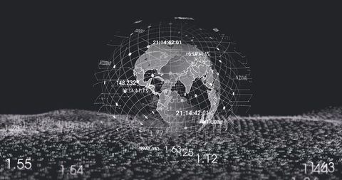 Digital Globe with Rotating Numbers on Black Background - Download Free Stock Images Pikwizard.com