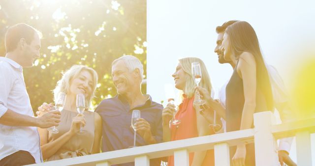 Group of Friends Enjoying Outdoor Celebration with Drinks - Download Free Stock Images Pikwizard.com