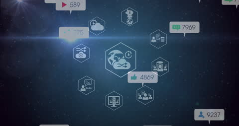 Social Media Icons and Analytics in Digital Interface