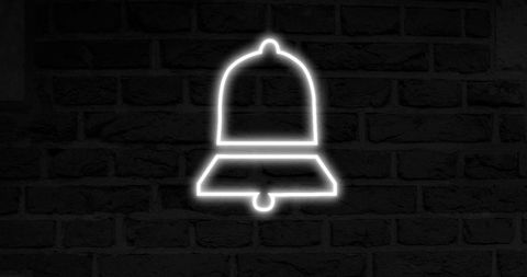 Glowing Neon Bell Icon on Brick Wall for Social Media Concepts - Download Free Stock Images Pikwizard.com