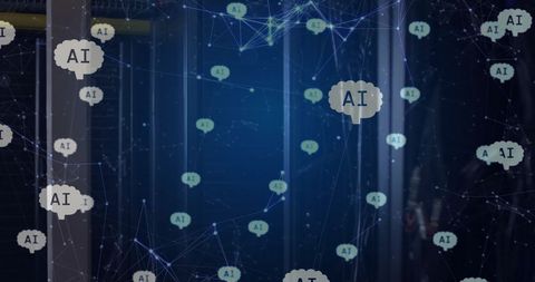 ai communication networks in dark server room - Download Free Stock Images Pikwizard.com