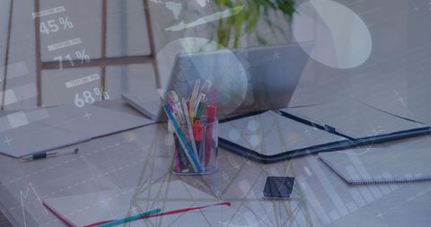 Business Concepts with Data Graphics Overlay on Desk Setting - Download Free Stock Images Pikwizard.com