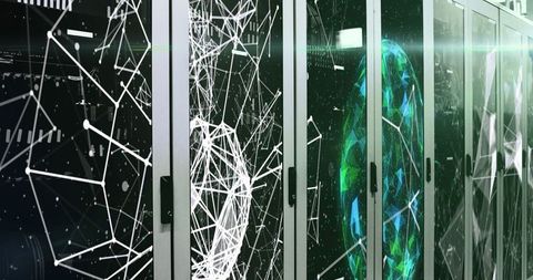 Server Rack with Digital Network Patterns in Data Center - Download Free Stock Images Pikwizard.com