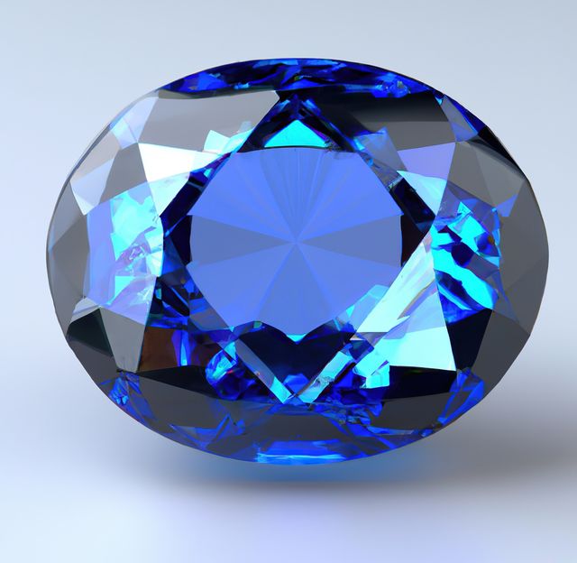 Close up of sapphire on white background created using generative ai technology. Stone, gem and jewellery concept, digitally generated image.