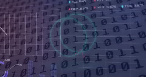 Digital Financial Data Visualization with Binary Code Overlay