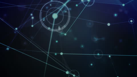 Glowing Digital Network with Connections and Circles