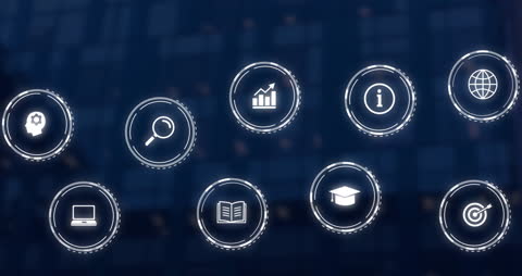Digital Network Connections with Interactive Technology Icons