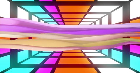 Colorful 3D Digital Tunnel with Abstract Shapes