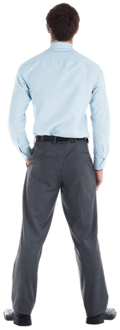 Transparent Businessman Standing in Formal Attire with Hand in Pocket