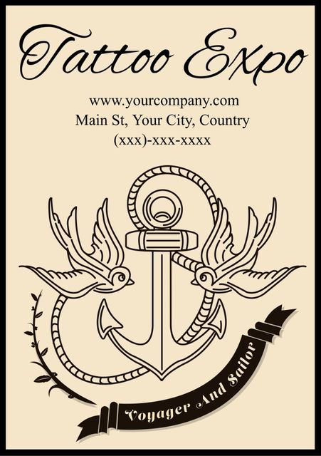 Nautical-Themed Tattoo Expo Poster with Vintage Design - Download Free Stock Templates Pikwizard.com