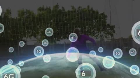 Soccer Player in Futuristic 6G Digital Interface