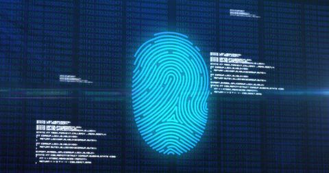 Fingerprint Scanning Technology with Binary Codes and Lens Flare - Download Free Stock Images Pikwizard.com