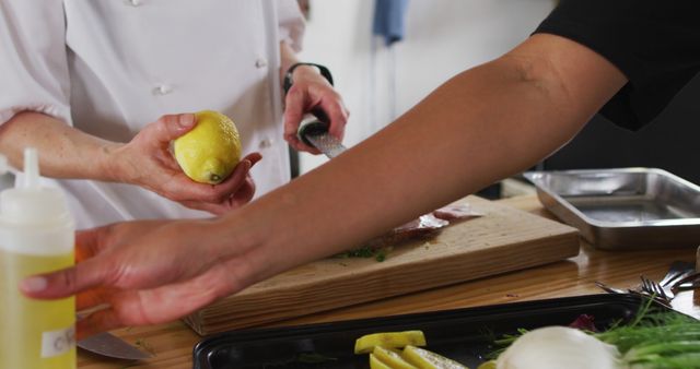 Chefs Preparing Ingredients in Professional Kitchen - Download Free Stock Images Pikwizard.com