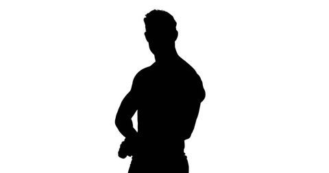 Muscular Man Flexing in Silhouette Against White Background - Download Free Stock Images Pikwizard.com