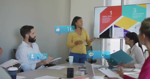 Digital Presentation Inspiring Interactive Feedback in Business Meeting