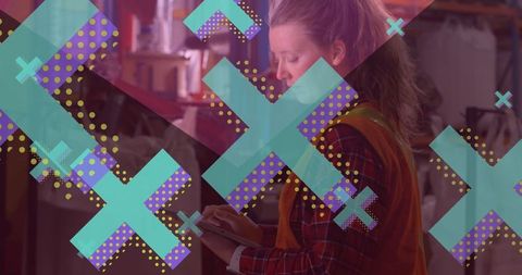 Female Worker with Digital Overlay in Industrial Setting