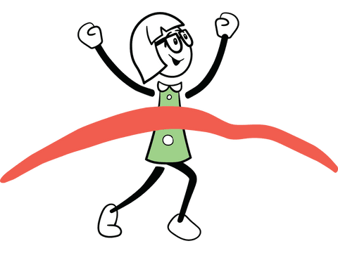 Cartoon Female Crossing Finish Line Triumphantly Transparent