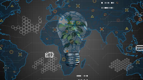 Global Innovation Concept with Light Bulb and World Map Design