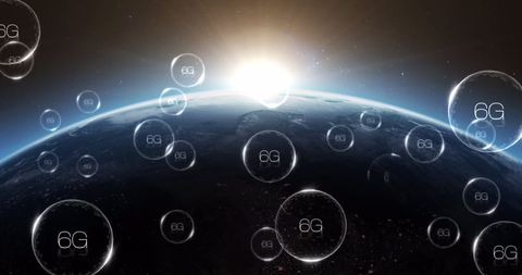 6G Technology Bubbles Floating Above Globe with Light Burst - Download Free Stock Images Pikwizard.com