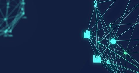 Digital Network with Icons on Blue Background - Download Free Stock Images Pikwizard.com
