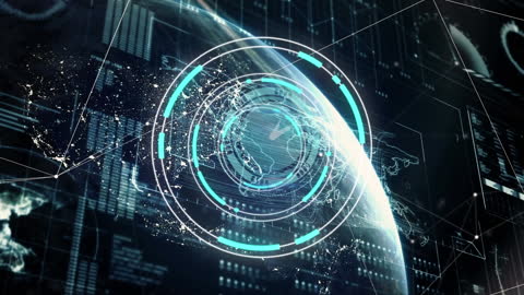 Futuristic Digital Earth with Data Interface Overlay