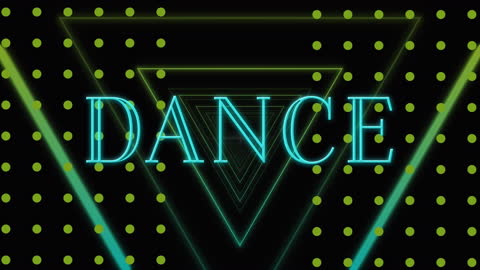 Neon Dance Text Banner with Futuristic Tunnel