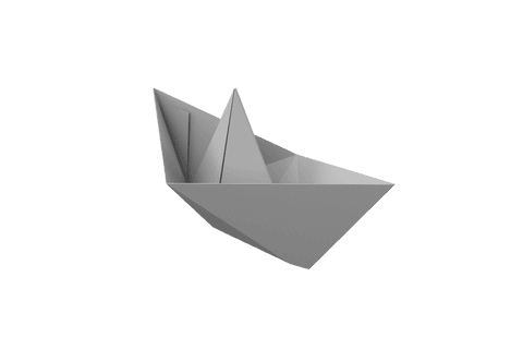 Transparent origami boat floating solitary overwater