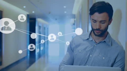 Business Professional Engaging with Virtual Network Interface