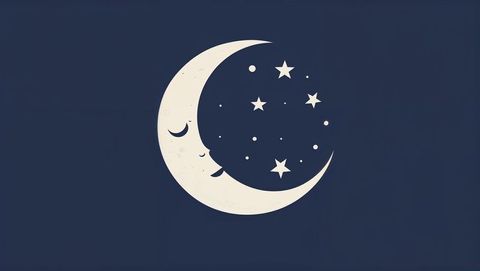 Tranquil crescent moon with stars in deep blue sky