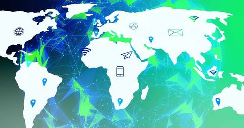 Global Communication Network Concept with World Map Art - Download Free Stock Images Pikwizard.com