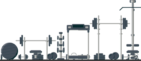 Flat design gym equipment on transparent background