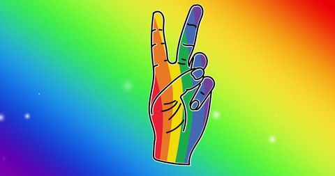 Rainbow Hand Showing Victory Sign over Colorful Background - Download Free Stock Images Pikwizard.com