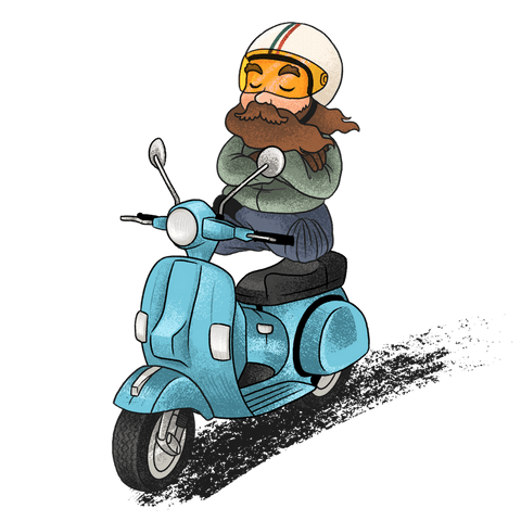 bearded man meditating on retro scooter transparent background - Download Free Stock Videos Pikwizard.com