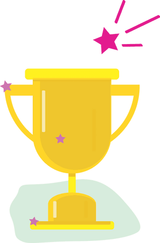 Simple and vibrant picture showing golden trophy adorned with stars, symbolizing achievement and success. Useful for sports or competition graphics, awards event posters, digital print-outs, and educational materials needing an achievement theme.