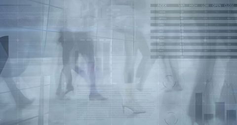 Business People Walking Against Financial Data Backdrop - Download Free Stock Images Pikwizard.com