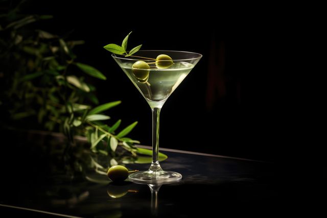 Classic Martini with Green Olives on Dark Background - Download Free Stock Images Pikwizard.com