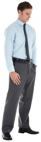Businessman in Formal Attire on Transparent Background Standing Thoughtfully