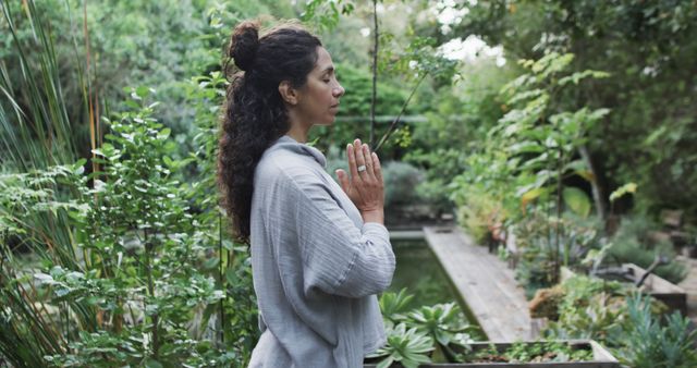 Mindful Woman Practicing Yoga Outdoors in Garden - Download Free Stock Images Pikwizard.com