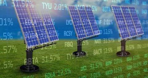 Solar Panels Overlaid with Financial Growth Data - Download Free Stock Images Pikwizard.com