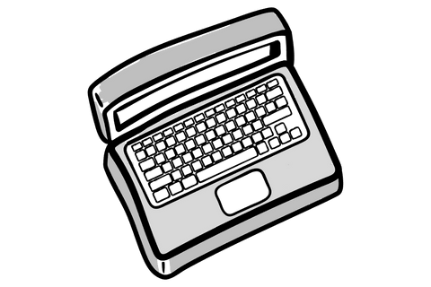 Digital typewriter icon illustration on transparent background